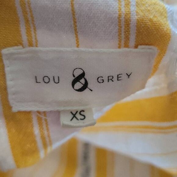 Lou & Grey Skip Doppy Tie-Front Fray Hem Striped Yellow Size Small - Picture 7 of 8